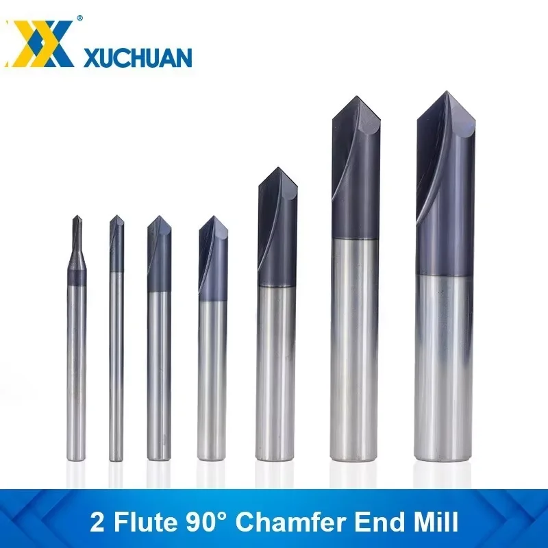 

2 Flutes Chamfer Milling Cutter 90 Degrees CNC Router Bit Carbide Chamfering End Mill CNC Engraving Milling Tool