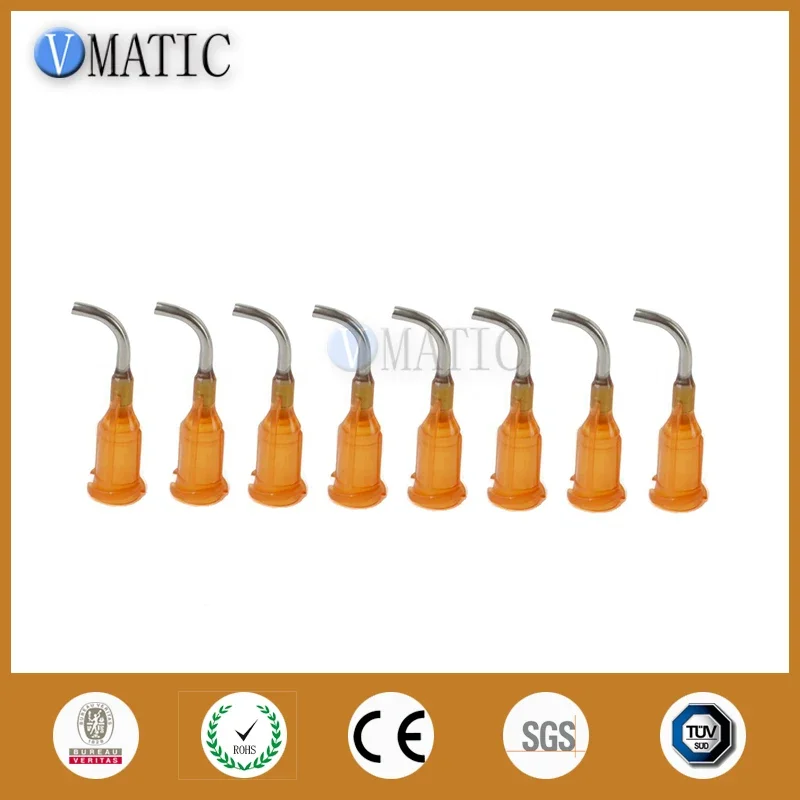 Free Shipping 100Pcs 15G Amber Color 0.5'' 90 Degree Bent Luer Lock Dispensing Needle Tip 1/2 Inch Polypropylene Hub