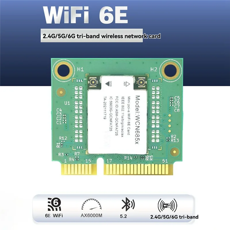 NFA725 NFA765 WCN685 WIFI6E AX6000 Wifi Module 2.4G 5G 6G بلوتوث 5.2 Mini PCIE بطاقة واي فاي لاسلكية مع هوائي مغناطيسي