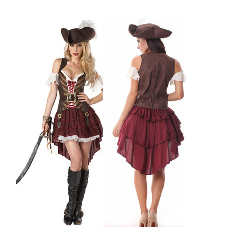 Halloween Medieval Cosplay Costumes Women Pirates Cosplay Costumes Halloween Carnival Party Cosplay Dress Performance Costume