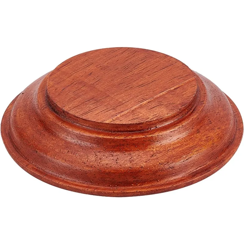 1pcs Nature Wood Display Base Round Orange Red Wooden Base 3.8x0.8 inch Wood Display Stand Wooden Pedestal for Figure Toy Model