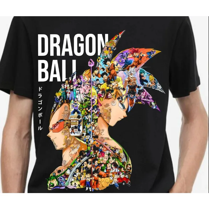 

Dragon Ball Z Men's Goku Kamehameha Large Black Short Sleeve T Shirt Super Saiyan Summer Cotton Women Tops Tee Streetwear Casual