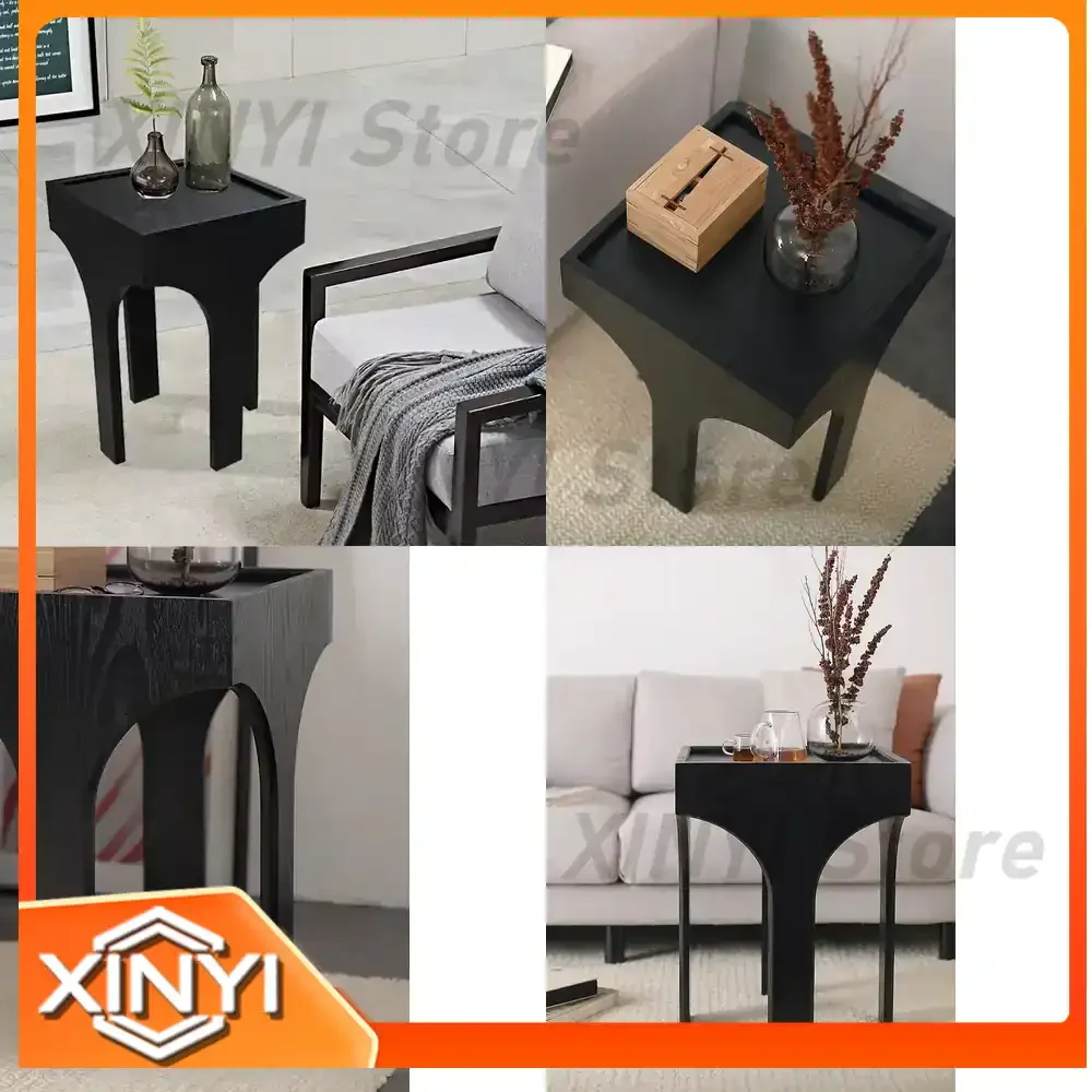 Side Table for Sofa Corner Side Cabinet Minimalist Italian Style Coffee Table Luxury Solid Wood Square Table for White Ash