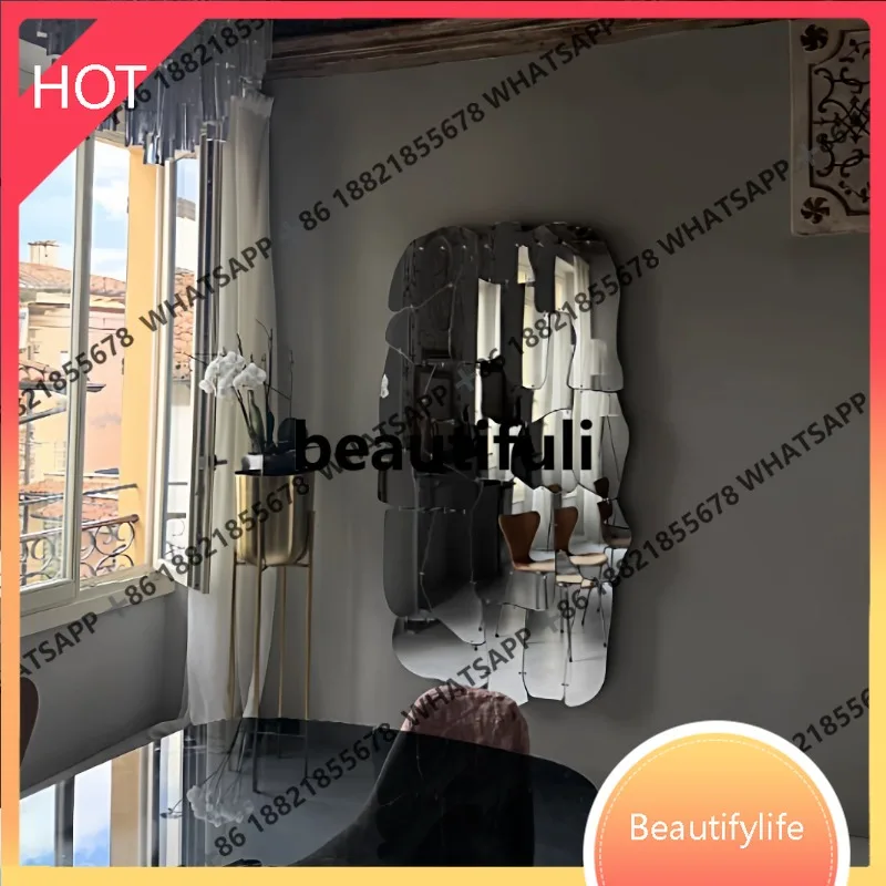 

D07 Italian light luxury glass mirror full body mirror background wall wall hanging wall living room art decorative mirror