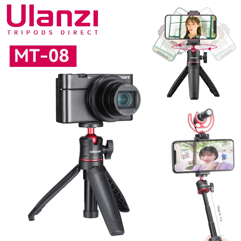 Ulanzi MT-08 stojak na smartfona Mini statyw do bezlusterka systemowego Canon Sony aparat iPhone 15 14 13 PRO MAX Selfie Stick