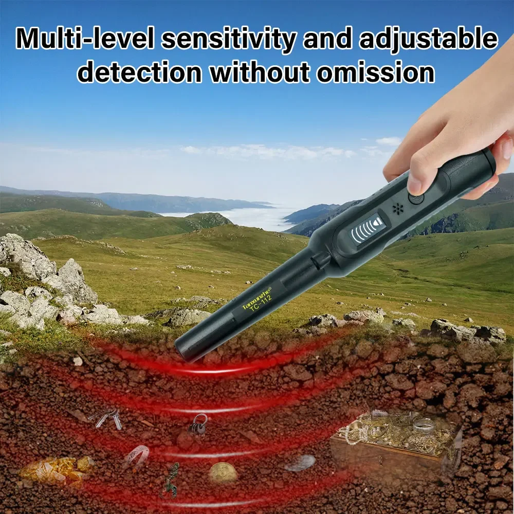 Detector de Metales portátil TC-112, escáner subterráneo de alta sensibilidad, varilla de posicionamiento impermeable, búsqueda para joyería de oro y plata