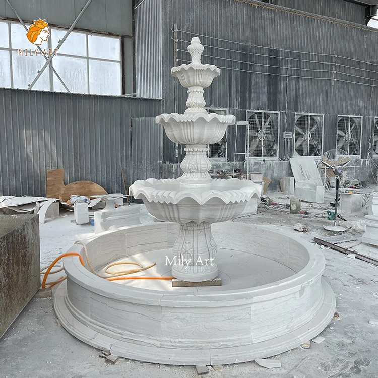 نافورة مياه رخامية للحديقة على الطراز الأوروبي في الهواء الطلق للبيع