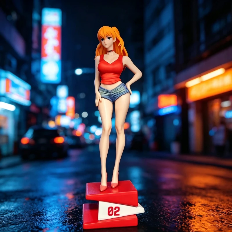 22cm Summer Style Asuka Langley Soryu Gk Anime Statue Collectible Figure Model Desktop Ornament Toy Gift Adult Anime Collect