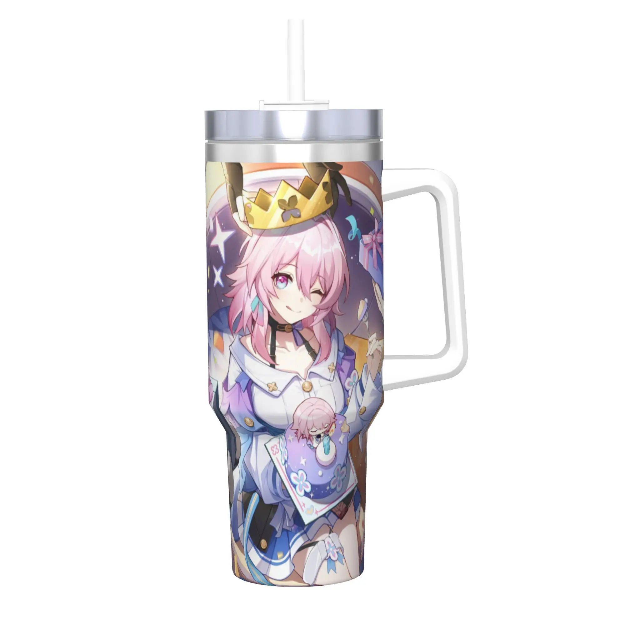 Honkai Star Rail Tumbler With Straw  Stainless Steel Tumblers Cup Double Wall Vacuum Insulated for Cold Or Hot 40oz