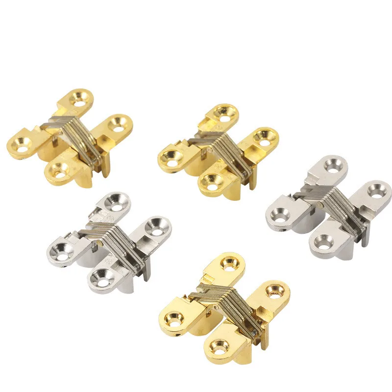 

4Pcs Hidden Hinges Invisible Concealed Barrel Cross Door Hinge Bearing Wooden Box For Folding Window Furniture