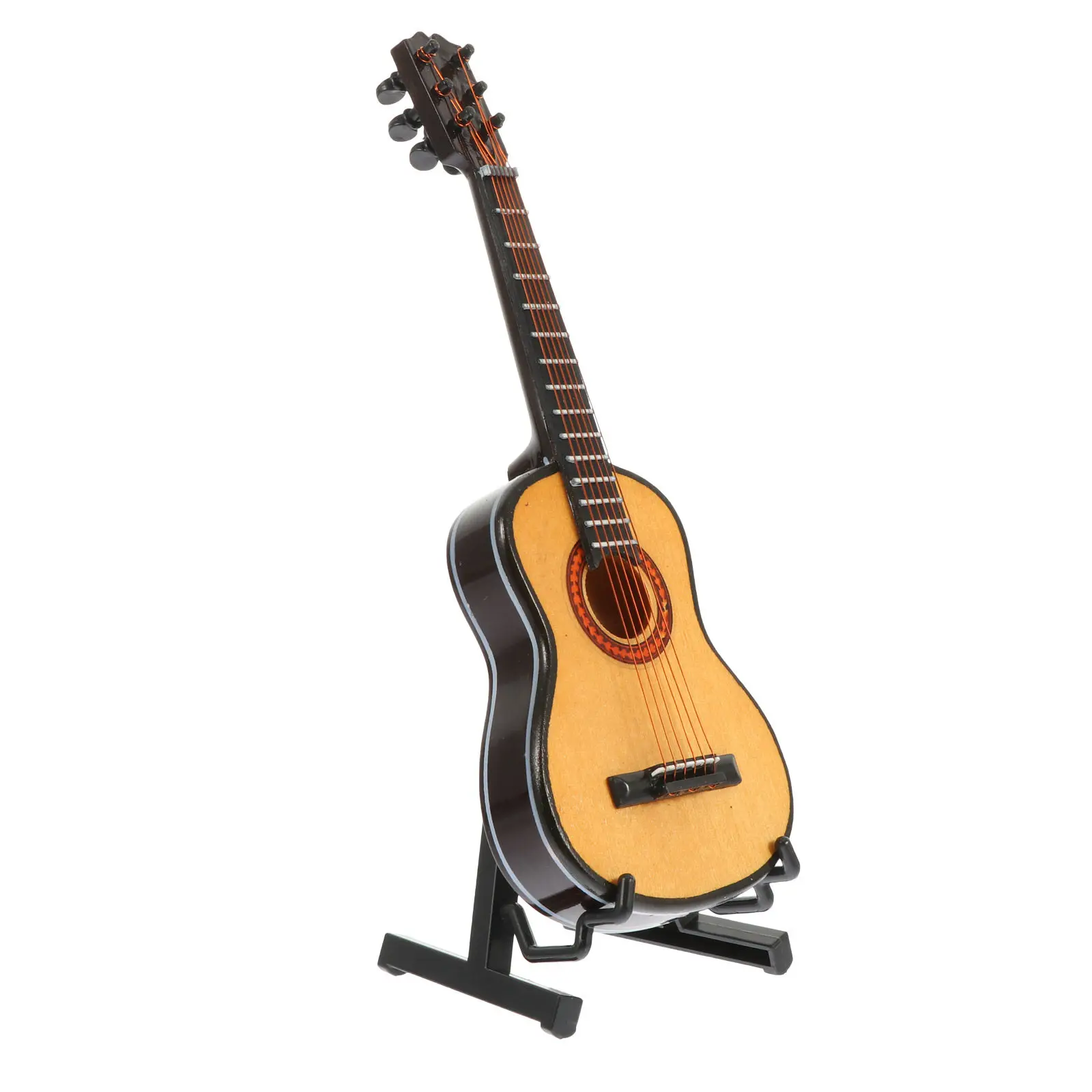 

1Set Mini Guitar High Quality Wooden Desktop Ornament Creative Micro Landscape House Decoration Photo Props Educational Playing