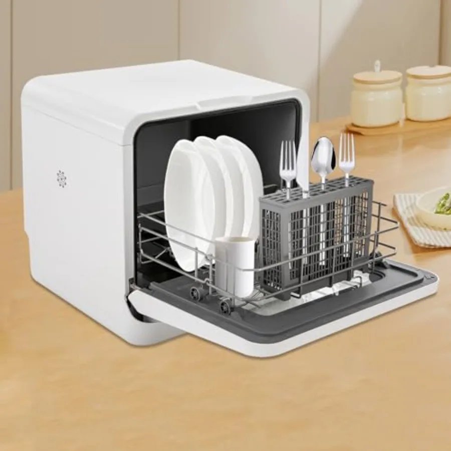 غسالة أطباق كونترتوب 120 فولت محمولة 360 درجة نوع رش تلقائي مع تجفيف تبريد الهواء 785 وات لمساحات المطبخ المدمجة 3 في 1 Mini