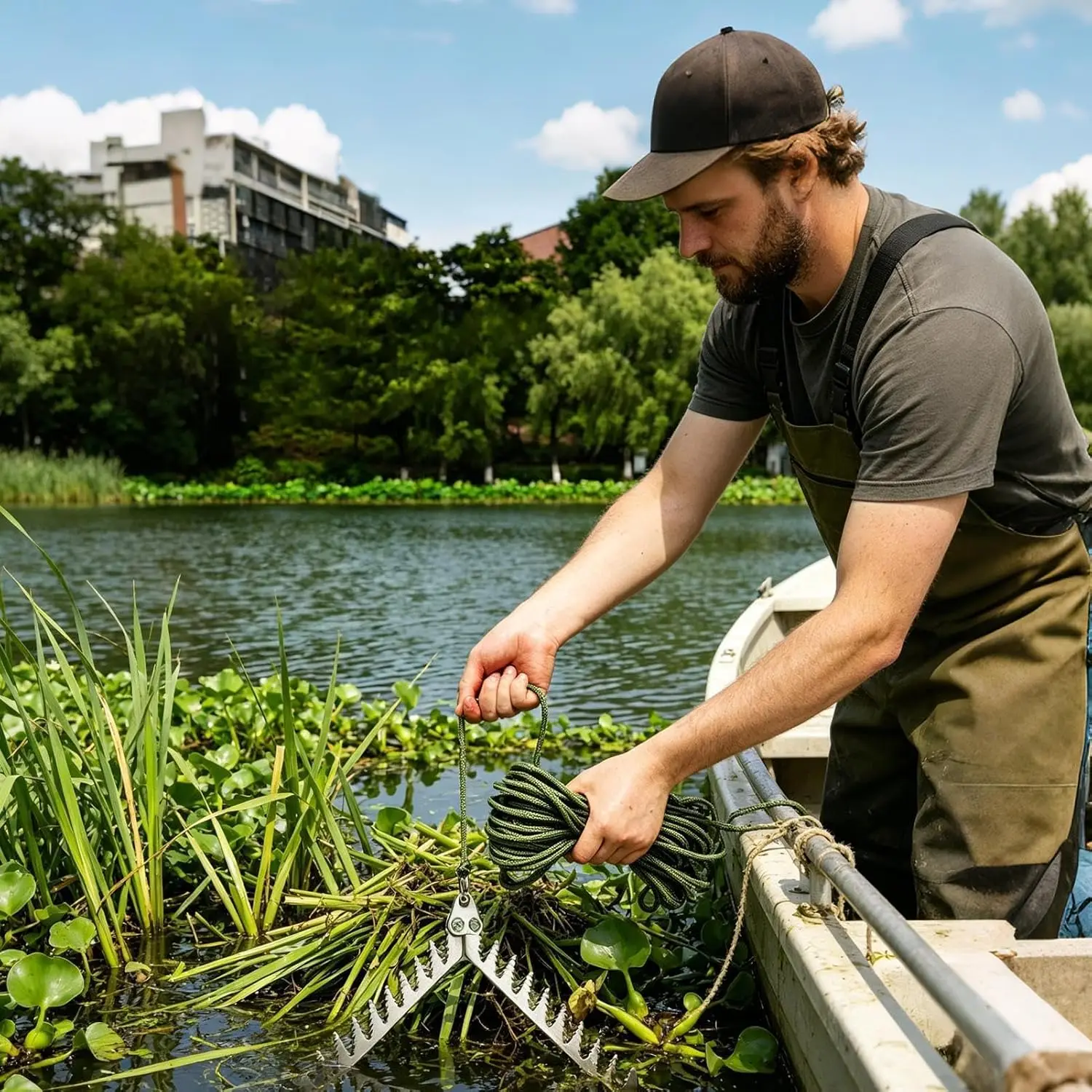 Grappling Weeder Fishing Weesder Foldable Heavy-Duty Weeder Cleaning Tool Aquatic Plants Cutter for Boats Canoes Fishing