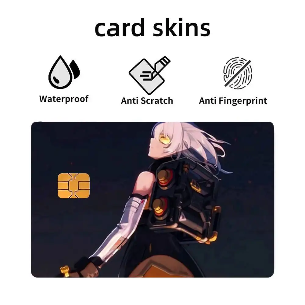 Game Zenless Zone Zero Soldier 11 4pcs 1Set Funny Shell On Off Ultra Thin No Fade Sticker Skin Cover Film For Debit Credit Card