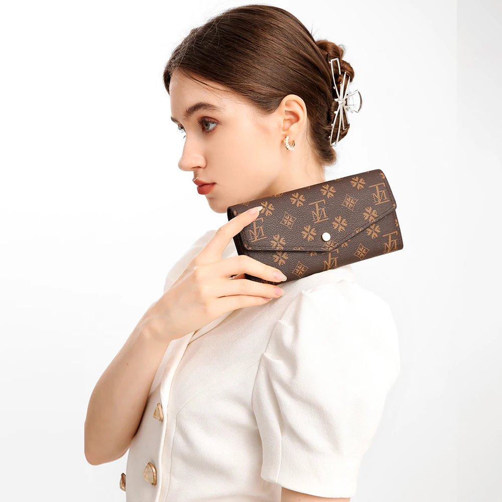 LFMake Long Wallets for Women High-grade Rhombus Leather Lining Ladies Wallet Luxury Slimwallet Hasp Canvas Purses