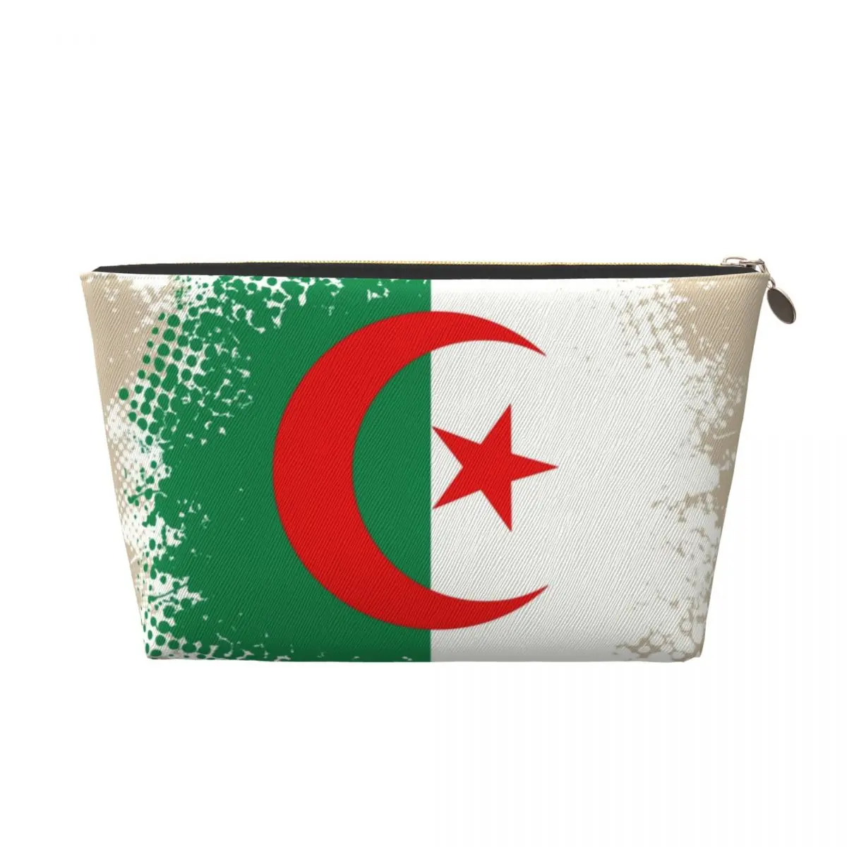 Custom Travel Flag Of Algeria Splash Toiletry Bag Portable Algerian Proud Patriotic Cosmetic Makeup Organizer Beauty Storage