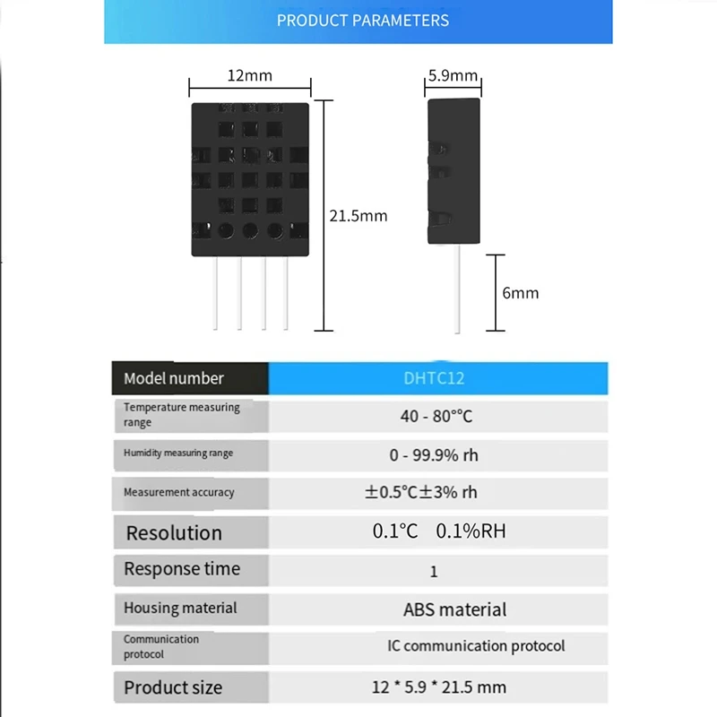 Imagem -06 - Kit Sensor de Temperatura e Umidade Dhtc12 Comunicação I2c Módulo Digital de Alta Precisão Substitui Dht20 Am2320 20 Pcs