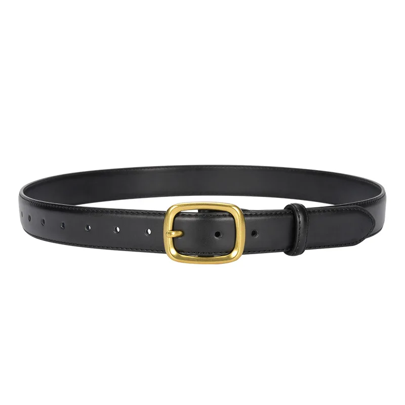Women's Casual Retro Genuine Leather Belt Ancient Style Cowhide Versatile High-End Jeans Belt for Ladies
