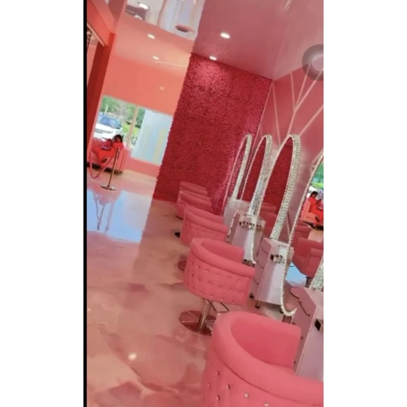 Luxury modern design hair salon equipment hairdressing chair hot pink salon styling chairs