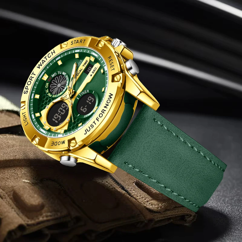 FOXBOX Fashion Military Watches for Men Luxury Original Sports Chronograph Watch ​Waterproof Quartz Clock Digital WristWatch