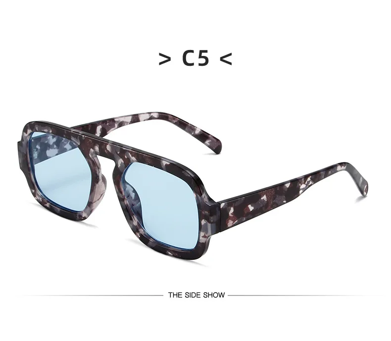 Mode quadratische Sonnenbrille Frauen neue Retro schwarz braun dicken Rahmen Pilot Sonnenbrille Frau Chic Polygon Leopard Shades UV400 – Detail 14