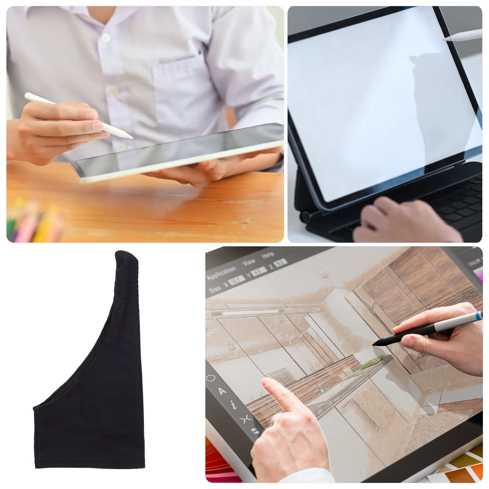 4Pcs Digital Art Glove Anti- Drawing Glove for Passive Active Capacitive Pens Sweat Absorbing Screen Protection