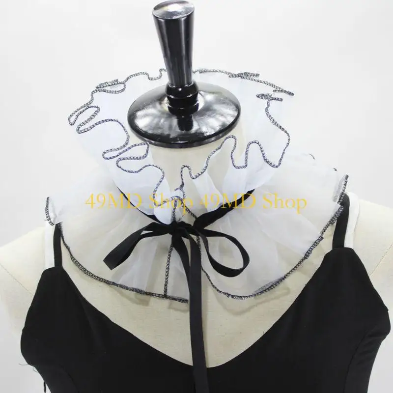 49MD Women Ruffled Collar Perfect For Cosplay, Stage Performances, And Costume Parties Halloween Photo Props