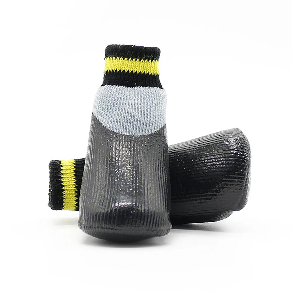 

1Set Waterproof Pet Dog Rubber Socks Winter Anti-Slip Booties Shoes Rain Snow Small Puppy Footwear Black Size 1