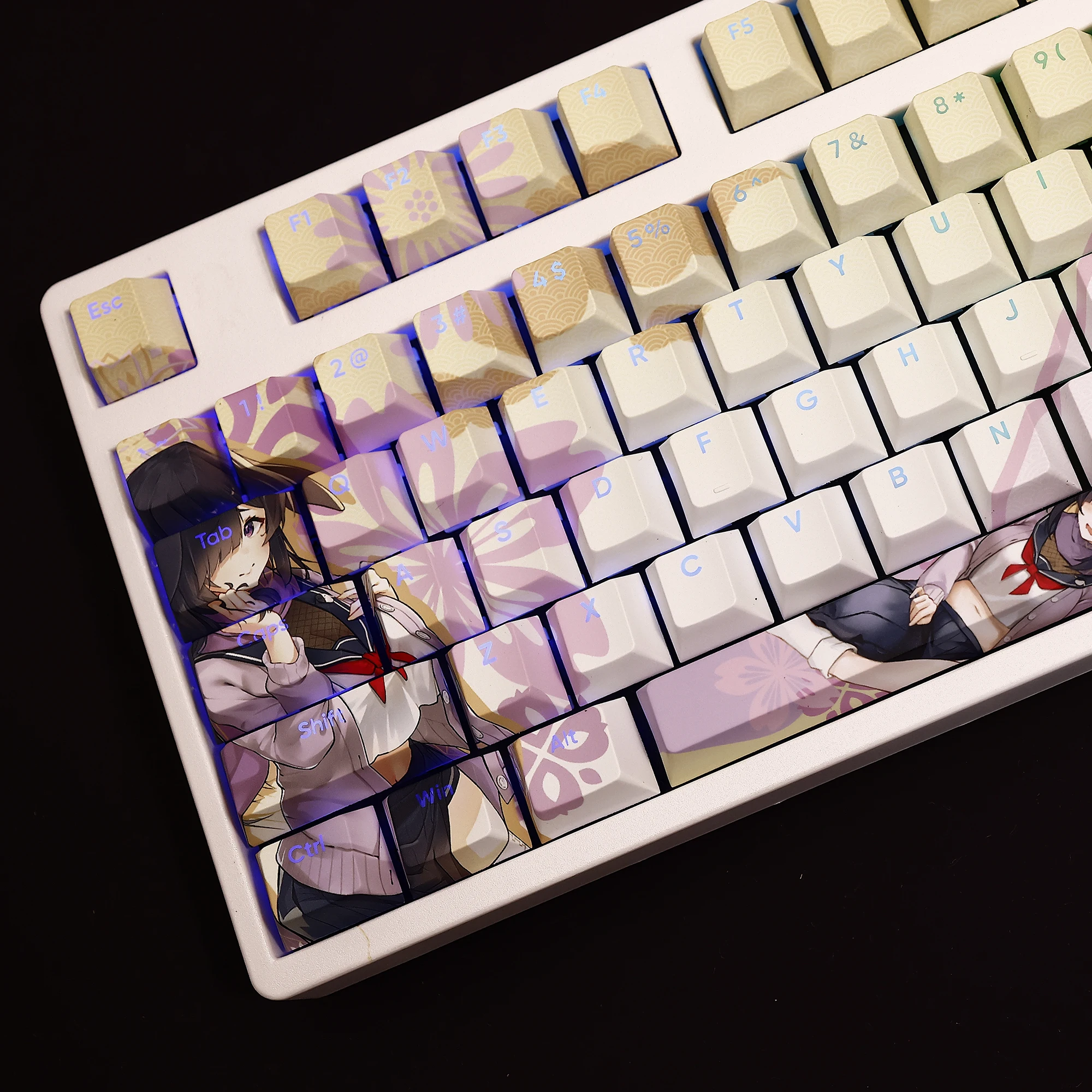 Oono Tsukuyo 108 Keycaps Blue Archive PBT DYE Sublimation Light Transmitting Cherry MX Cross Axis Switch for Mechanical Keyboard