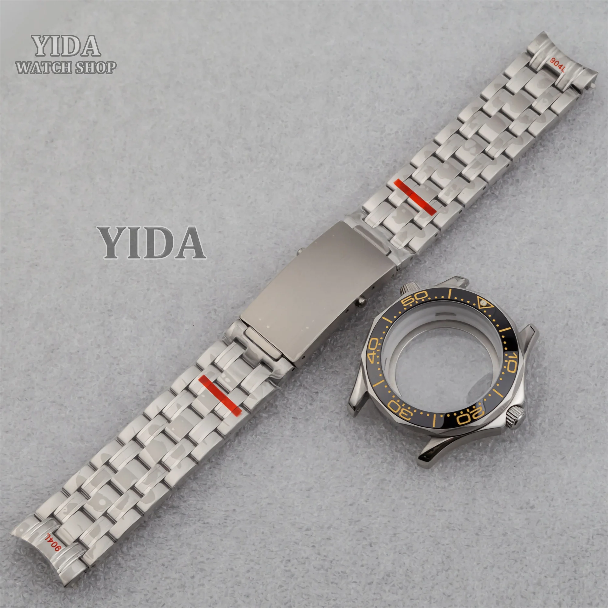 for Seamaster 300 Case 10ATM Waterproof NH35 Watchcase Sapphire Glass Stainless Steel Strap fit NH35 NH36 Movement Accessories