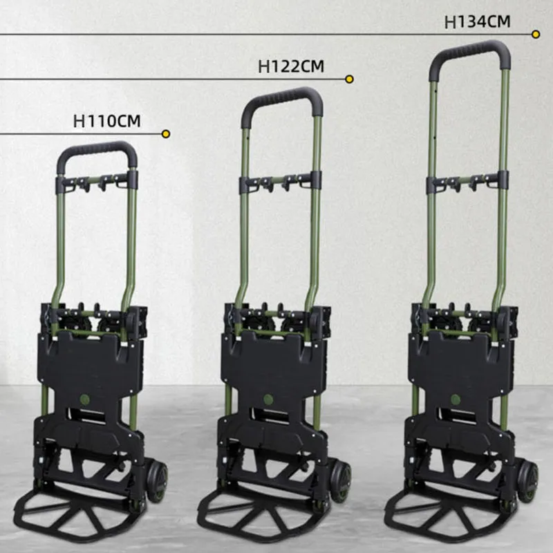 FW-90TP Multifunctional Folding Trolley Household Luggage Cart Portable Handcart Four wheel Flatbed Truck Outdoor Camping Wagon