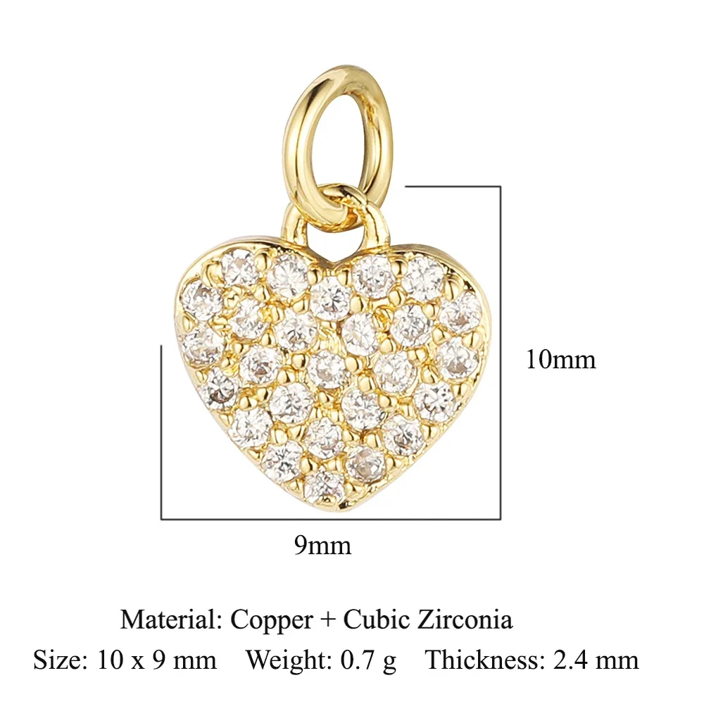 5 stks/partij Ster Hart Sleutel Koper Kubieke Zirkoon Charms Clover Lightning Hoefijzer Racket Maan Armband Oorbel Ketting Hanger