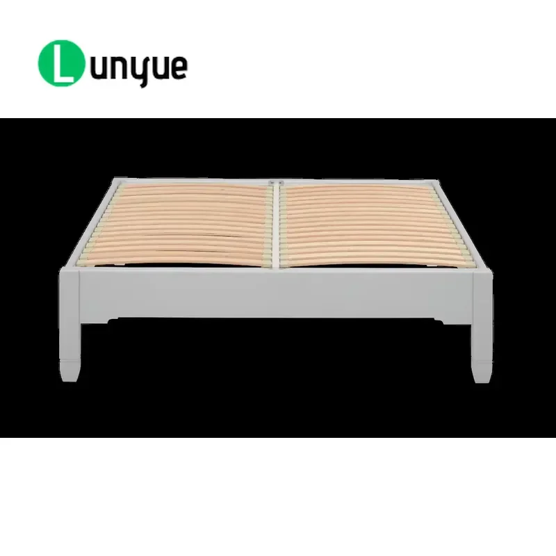 Farmhouse Style Double Bed Base with Curved Footboard and Engraved Details Modern Comfort Design with Under Bed Storage Space