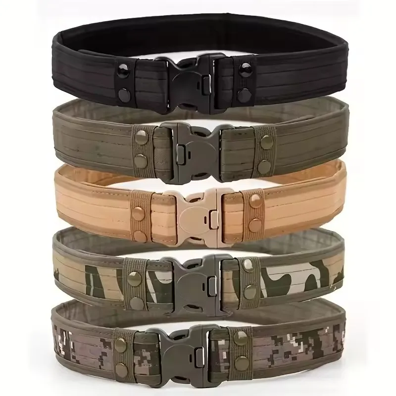 New Style Men's Outdoor Camouflage Tactical Belt - Durable Nylon Wide Waist Belt for Mountaineering, Hiking, Work & Casual Wear