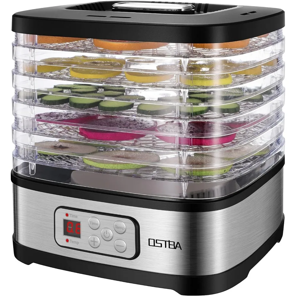 OSTBA Food Dehydrator Machine Adjustable Temperature & 72H Timer, 5-Tray Dehydrators for Food and Jerky, Fruit, Dog Treats