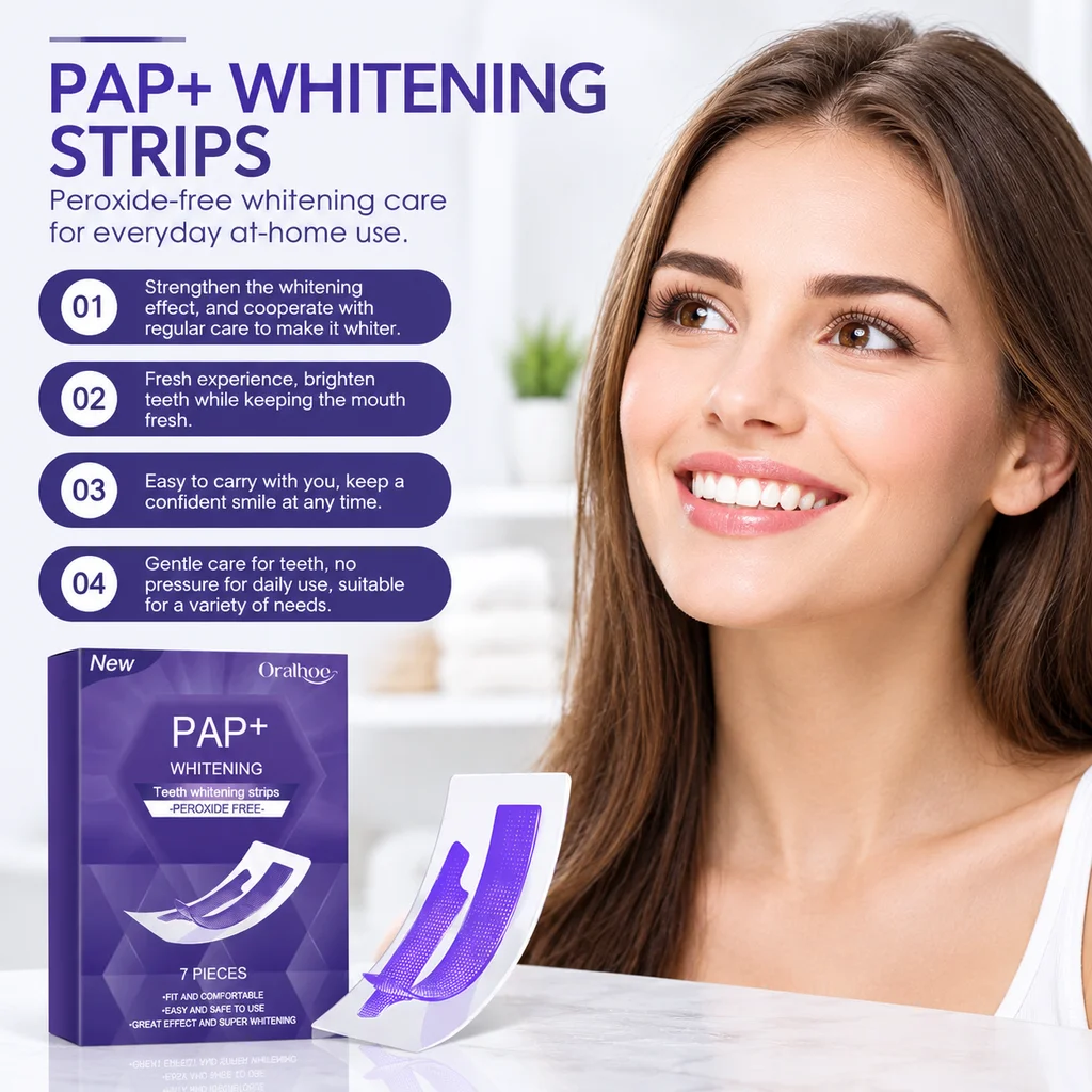 Oralhoe Purple Teeth Strips Gently Deeply Clean Dental Plaque Stains Protect Brighten Teeth Portable Easy To Use Daily Oral Care