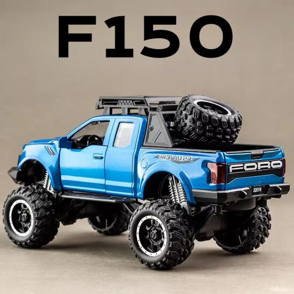 1:32 Scale Raptor F-150 BigFoot Pickup Car Model Toy Pull Back Sound&Light Off Road Truck Models Collection Gifts For Kids