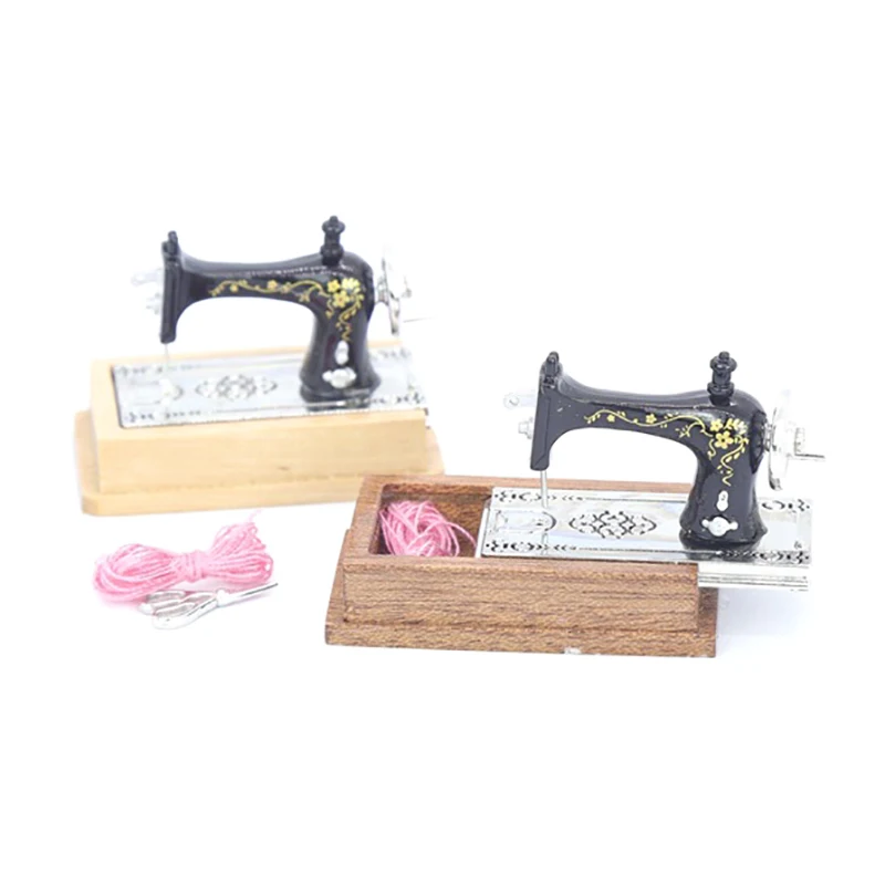 

1/12 Dollhouse Miniature Vintage Open Box Sewing Machine Model Mini Dollhouse Furniture For Life Scene Decor Pretend Play Toy