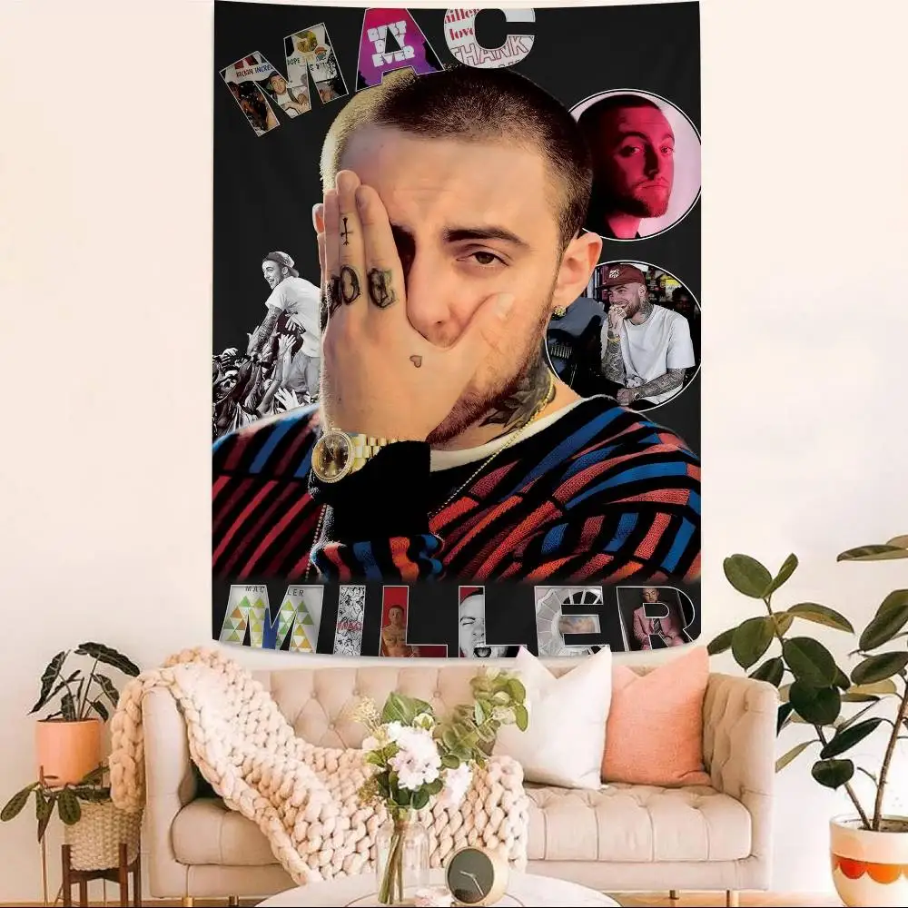 Sänger M-Mac Miller Bunter Wandteppich Wandbehang Hippie Blumen Wandteppiche Wohnheim Dekor Wandkunst Dekor