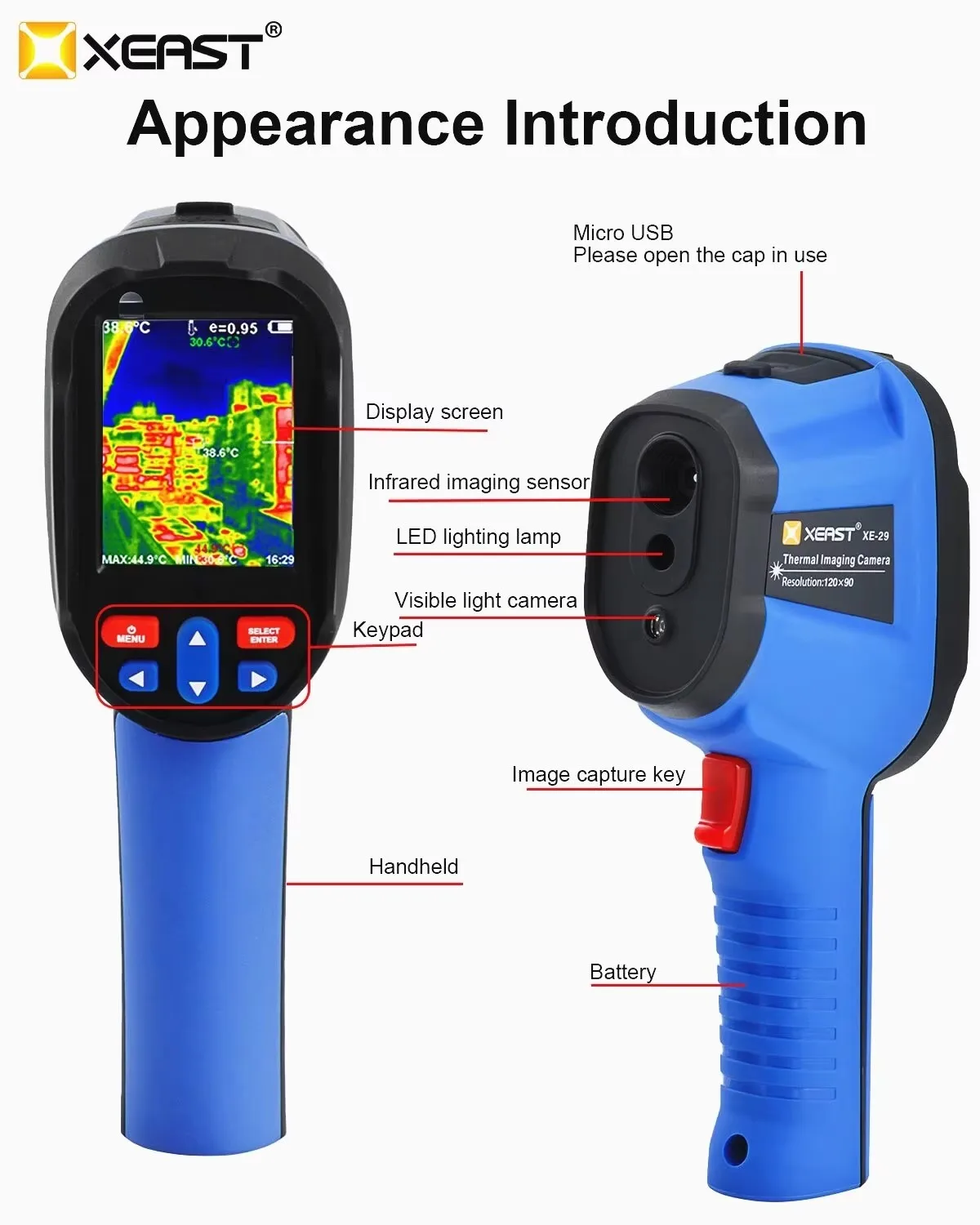 XEAST 2023 Hot Sales Infrared Thermography with USB Super 120*90 High Resolution XE-29 PK UTi120S  VIDEO Thermal Imaging Camera view 3