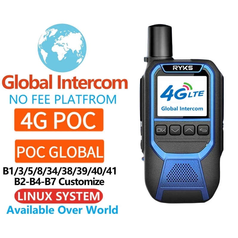 

SIM Card 4G 3G GSM Network Radio POC Long Range 4G Woik Toik PTT Global Intercom Walkie talkie