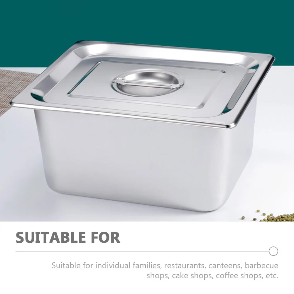Rectangle Stainless Steel Buffet Pan Food Container With Lid Tray Catering Lunch Box Kitchen Dining Bar Accessories Canteen