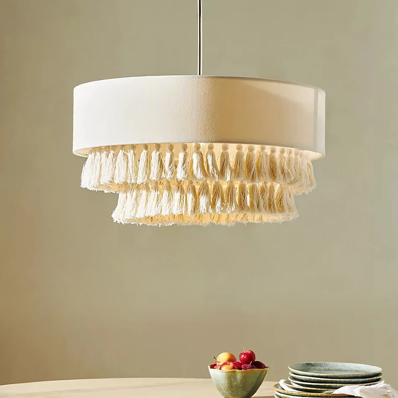 lustre de tecido wabi sabi lampada criativa do teto moda nordica lampada pedante japonesa estilo boemio e cremoso quarto e sala de jantar 01