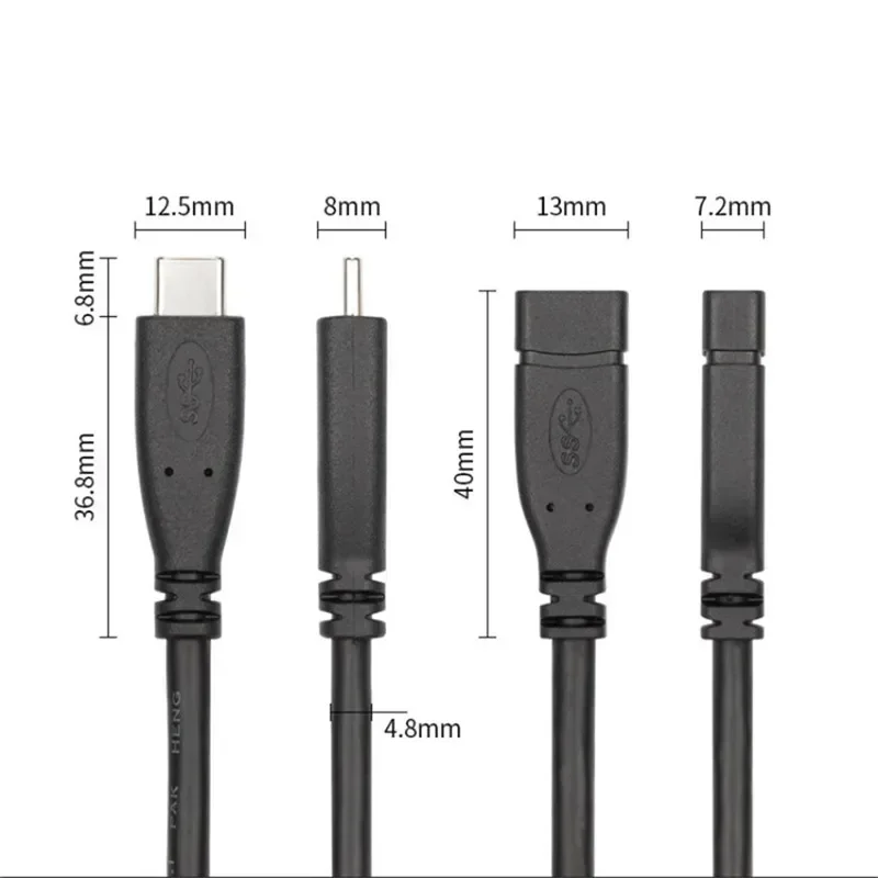 Usb C Kabel USB-C Audio Verlengkabels Uit Te Breiden Mannelijk Naar Vrouwelijk Type-C Snel Opladen Snoer Voor Macbook Pro Xiaomi Nintendo Schakelaar