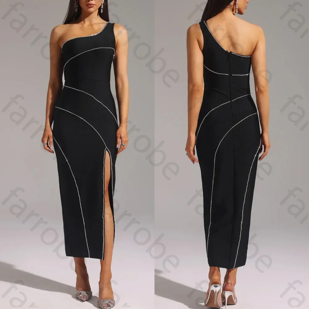 

Бандажное платье миди на одно плечо по индивидуальному заказу, вечерние платья трапециевидной формы, платье для выпускного вечера, официальное простое классическое вечернее платье высокого качества для женщин