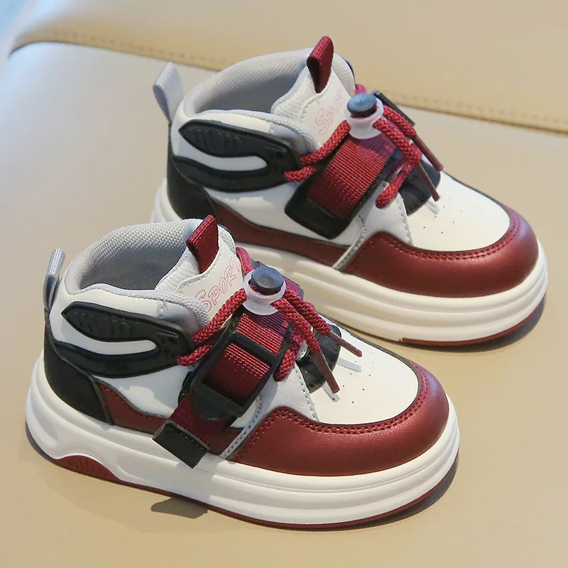 

Spring Autumn Girls Casual Soft Soled Shoes Children High Top Thick Soled Sneaker Boys Bread Board Shoes Velcro Breathable