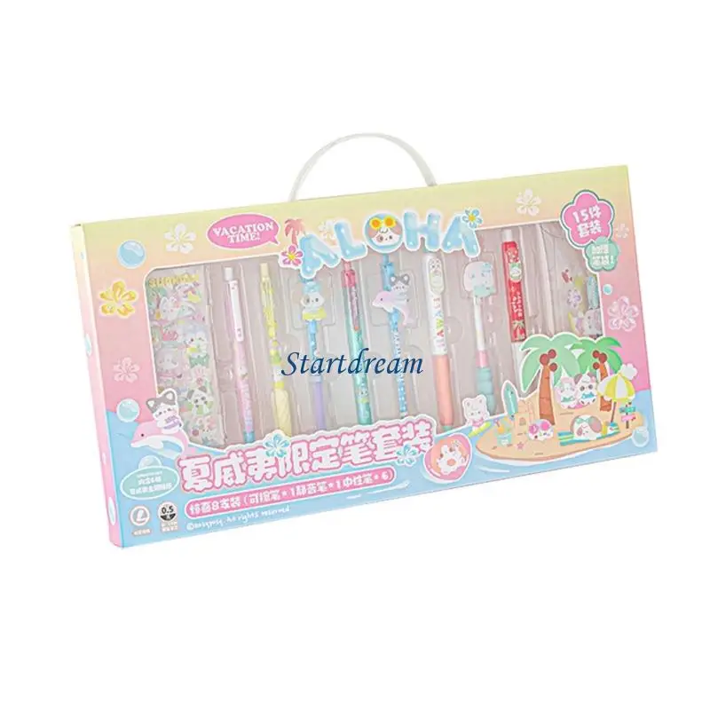 

8Pcs Retractable Gel Pen 0.5MM Tip Quick Drying Cartoon Gel Inks Pen for Student K92C