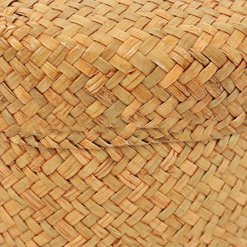 Caixa de armazenamento de vime artesanal, cesta redonda para guarda-roupa e flores de vime