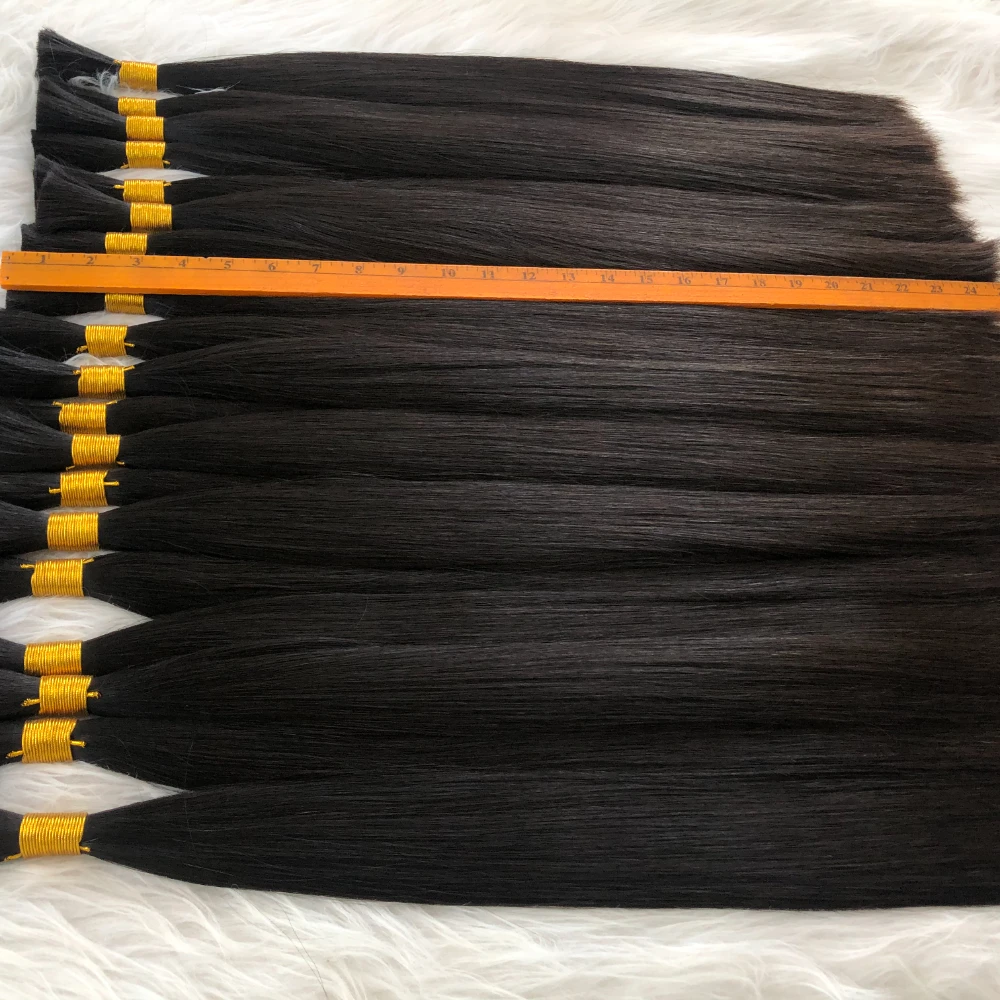 

100% Real IndinaHuman Hair Bulk Hair For Braiding Machine Made Virgin Remy Straight Hair Bulk 12-28inch 100g Natural Blonde Hair