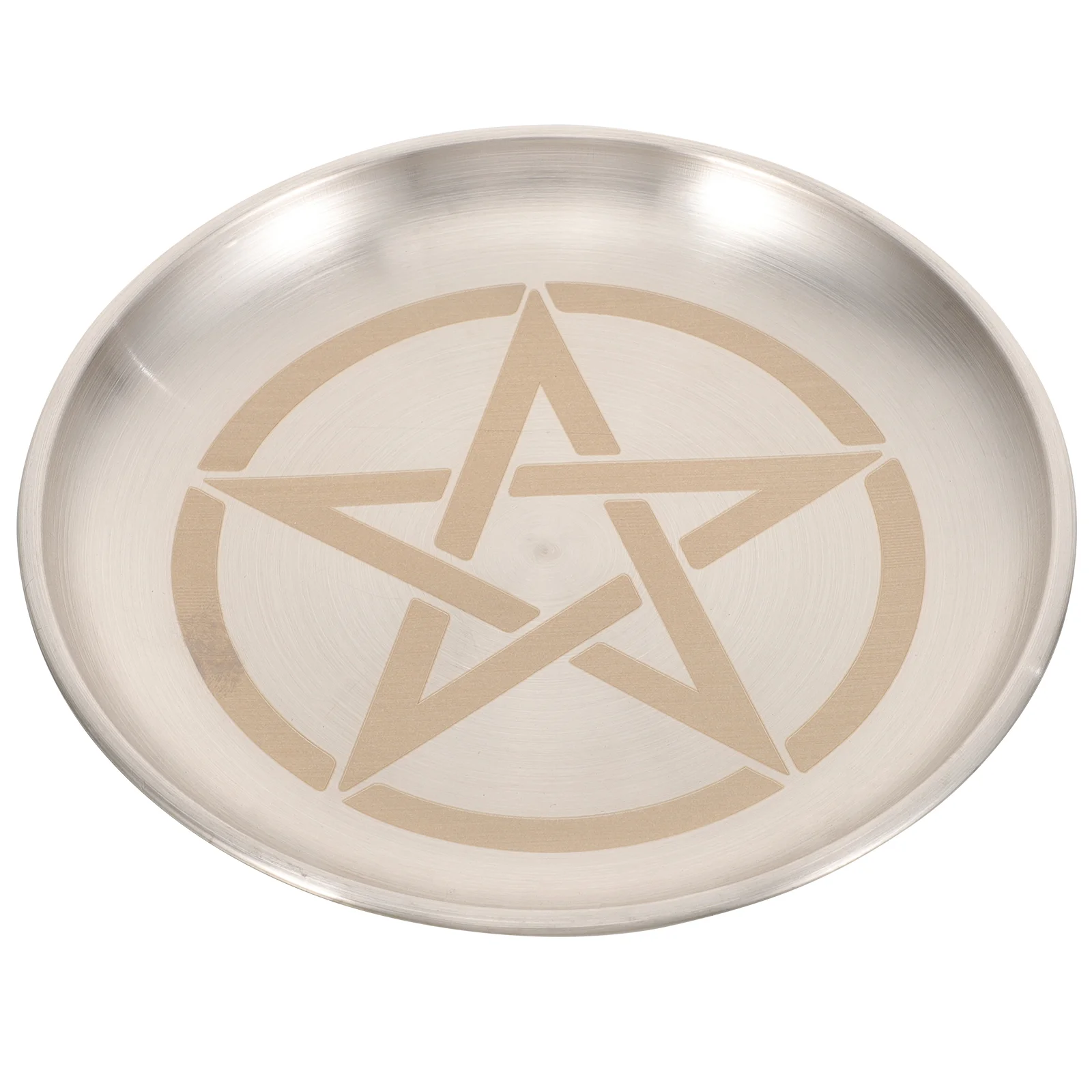 

Pentagram Silver Jewellery Home Accessory Round Pentacle Candleholder Household Candlestick Tray Delicate Iron Altar Decoration